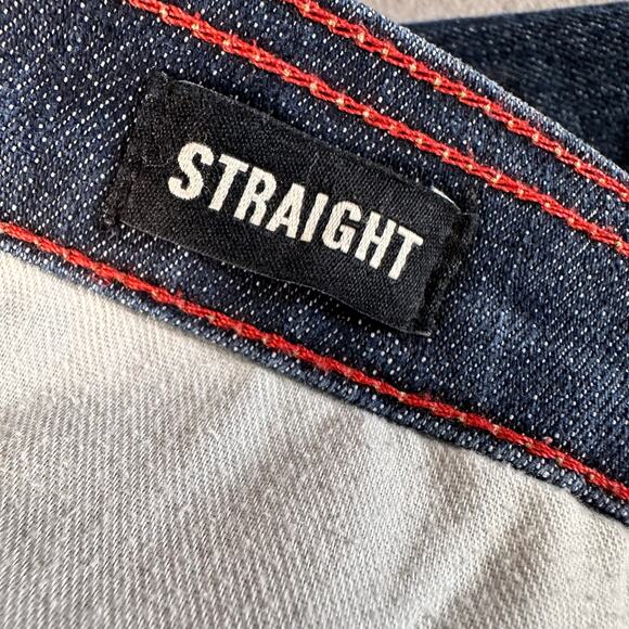 America Giant Dark Wash Jeans Womens Straight Leg 36W 30L High Rise Denim Blue - Picture 3 of 6